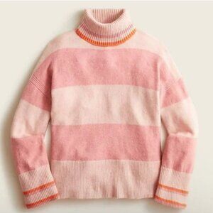 J Crew Striped Pink turtleneck sweater in Supersoft yarn size XL